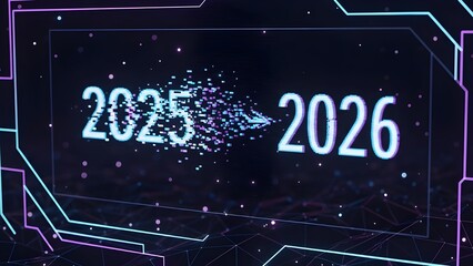 Technologycal happy New Year 2026 holiday celebration