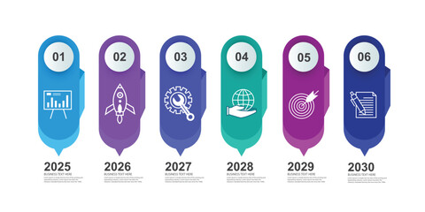 Workflow concept for timeline infographic with 6 steps. Business data visualization