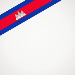 Naklejka premium Top left corner ribbon flag of Cambodia