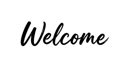 Welcome Black Handwritten Lettering Minimal Design