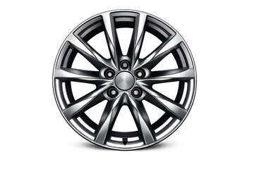 Obraz premium Shiny car rim on a transparent background, modern alloy wheel design.