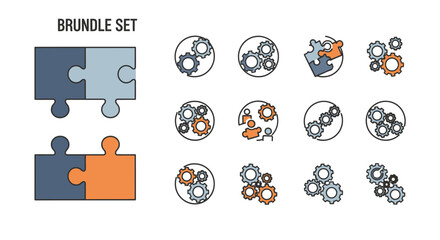 Bundle Set of Puzzle Pieces and Gears.