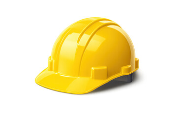 Fototapeta premium Yellow construction helmet on transparent background, safety equipment.
