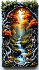 Obraz premium Waterfall wall decor background