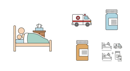 Medical Icons Representing Healthcare Services.