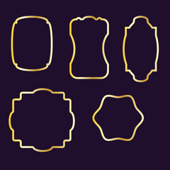 Luxury golden frame for text, labels, line simple border, vintage vector flat