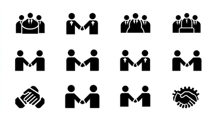 collaboration icon set collection in solid glyph style. an icon pack contain collaboration, team, partner, together, support, unity, meeting Stock Vector