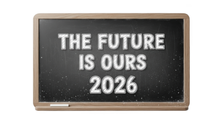 Chalkboard message The Future Is Ours 2026 blackboard