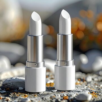 Two white lip balms on stones