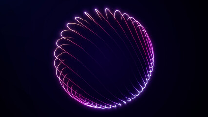 Futuristic fiber orb glowing in blue and purple tones. Abstract digital sphere illustration symbolizing energy, technology, networks and modern sci-fi aesthetics.