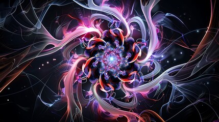 Dynamic abstract swirl patterns digital art colorful design dark background close-up view modern aesthetics for visual impact