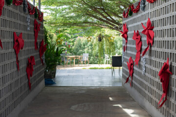 Interior decoration for Christmas and New Year at a cafe