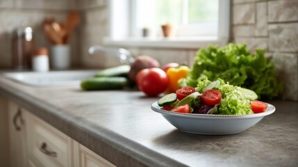 Preparing fresh salad in a bright kitchen healthy recipe home cooking natural light culinary inspiration