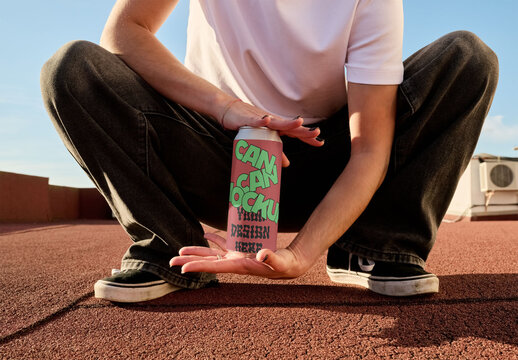 Mockup of 500 ml 16,9 oz can