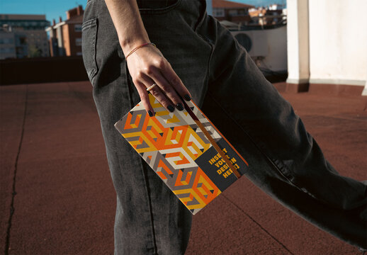 Mockup of a notebook front cover with elastic band