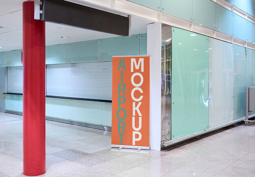 Mockup Display in Modern Airport Space Design
