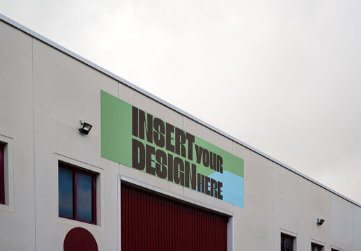 Blank Sign Space in storefront. PSD template mockup.