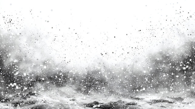 Dynamic falling snow and particle blizzard effect high quality file features a white background perfect for creating intense winter storms grunge textures or cinematic VFX overlays Stock Illustration