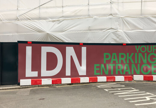 Mockup of entrance wall parking in London