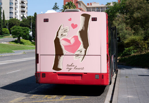 Back Bus Mockup Design in Urban Setting