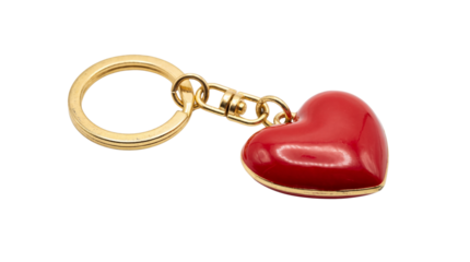 Isolated Keychain with Red Heart Charms Valentine Gift