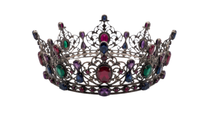 Isolated Ornate Black Crown with Gemstones