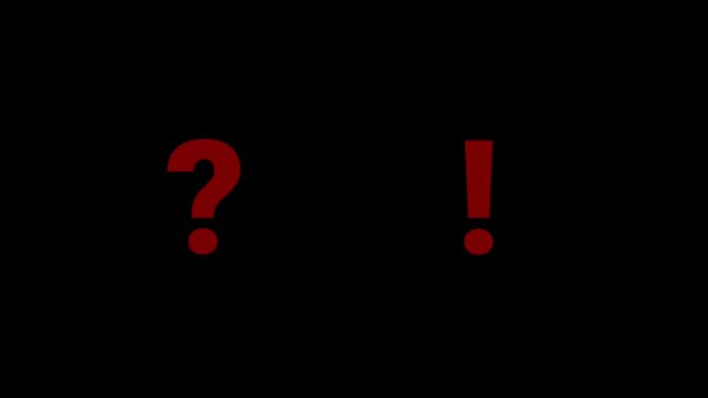 Animation of red question mark exclamation mark. Alpha channel
