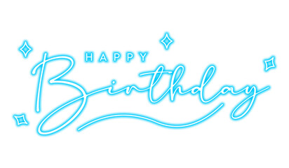 Stylish glowing 'Happy Birthday' celebratory message in brilliant blue neon typography design