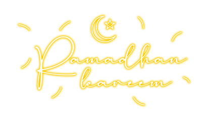 Obraz premium Elegant Glowing Ramadhan Kareem Calligraphy with Star and Crescent Moon Icon