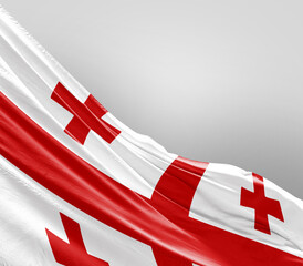Georgia flag waving on grey background. Georgia nationalflag for independence day.