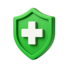 Fototapeta premium 3D green medical shield icon isolated on transparent background