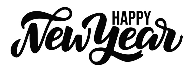 Happy New Year Greeting Card Design with Black Handwritten Font