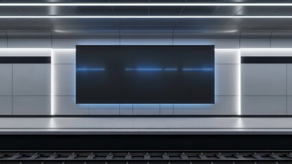 Modern Subway Car Exterior With Digital Display at Platform.