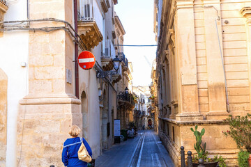 Charming Italian architecture and lively street atmosphere in Syracuse, Italy