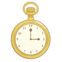 アンティークゴールドで描かれた手描き風クラシック金時計イラスト 時の流れや記憶を象徴するヴィンテージモチーフ ラフスケッチ調アートスタイル