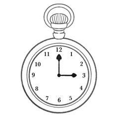 手描き風クラシック金時計イラスト 時の流れや記憶を象徴するヴィンテージモチーフ ラフスケッチ調アートスタイル