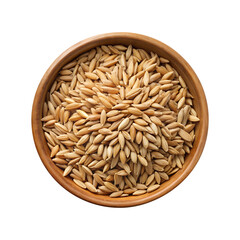 A wooden bowl brimming with rye, meticulously arranged and isolated for design projects