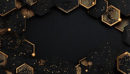 Black & gold hexagonal pattern background design