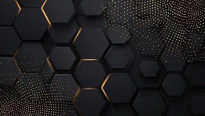 Black & gold hexagonal abstract design with texture