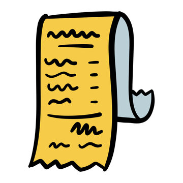 Doodle style receipt or shopping list icon for financial and shopping concepts