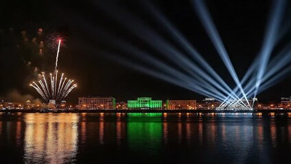 Spectacular Fireworks and Light Show Over the Neva River in Saint Petersburg