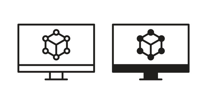 3D modeling icons or logo design isolated sign symbol vector illustration - high quality line style vector
