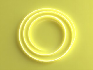 Soft yellow neon spiral glows gently; center space kept clean for text or branding.