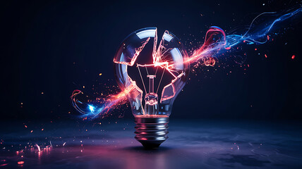 Glowing light bulb vector illustration of a bright lamp shining like a star in the dark space over a blue globe earth planet representing a bright idea for green energy and world power