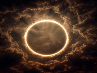 Golden halo glow expands outward on dark background; upper third intentionally left empty for text or branding.