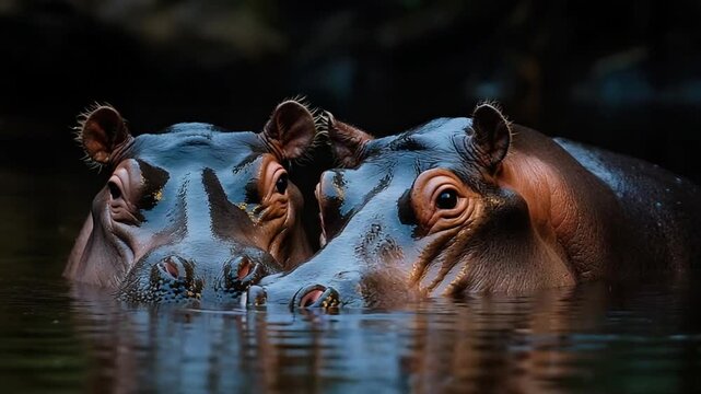 huge hippopotamus animal in trivandrum zoo video