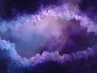 Amethyst glow spreads softly across abstract background; center area kept clean for text or branding.