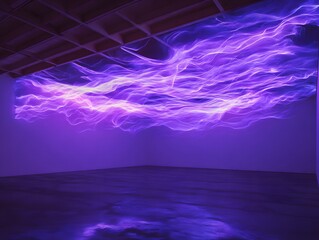 Purple waves with glowing motion, room above