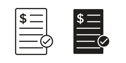 Bill paid icons or logo design isolated sign symbol vector illustration - high quality line style vector