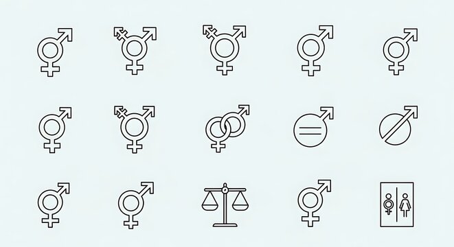 Gender Identity Symbols and Icons Representing Diversity.